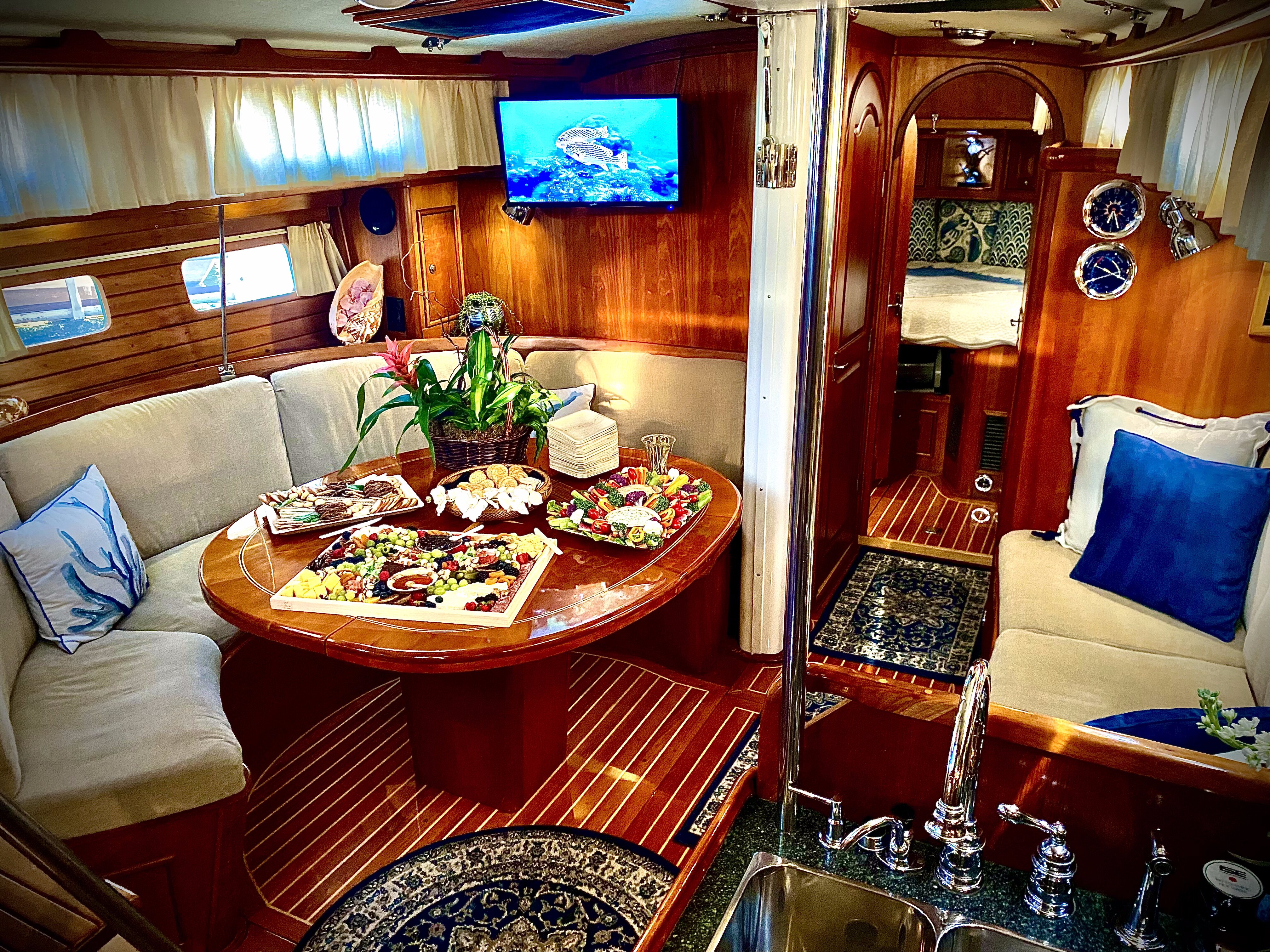 Fourth Watch interior — North American cherry wood and teak