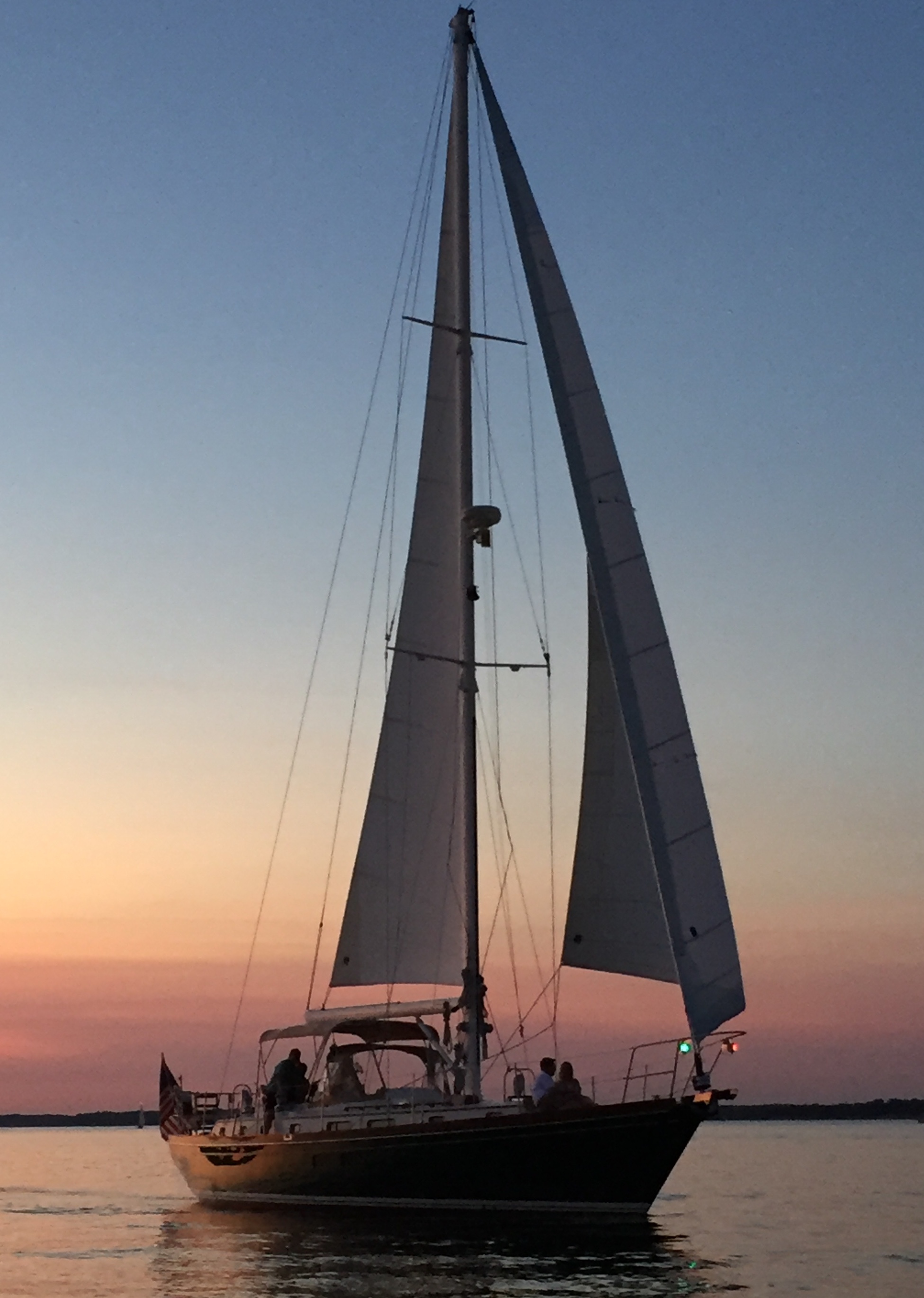 Full sails against sunset